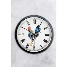 Kasva Concept Hediyelik 40 cm Siyah Metal Horoz Duvar Saati
