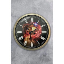 Kasva Concept 40 cm Eskitme Metal Astroloji Hediyelik Duvar Saati