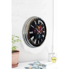 Kasva Concept 40 cm Krom Metal Vazolu Çiçek Duvar Saati Hediyelik