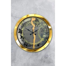 Kasva Concept 36 cm Gold Metal Modern Çizgi Duvar Saati