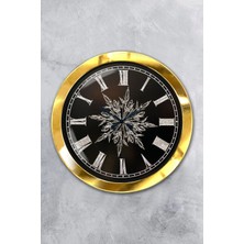 Kasva Concept Hediyelik 36 cm Gold Metal Kar Tanesi Duvar Saati