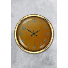 Kasva Concept Hediyelik 40 cm Gold Metal Sarı Duvar Saati