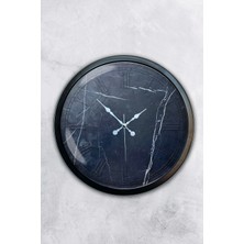 Kasva Concept 40 cm Siyah Metal Black Marble Duvar Saati