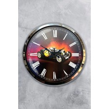 Kasva Concept Hediyelik Saat Dekoratif 40 cm Krom Metal Araba Duvar Saati