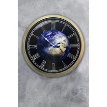 Kasva Concept 40 cm Eskitme Metal Dünya Duvar Saati