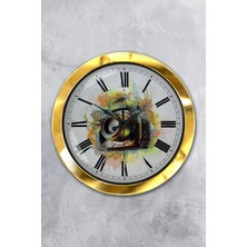 Kasva Concept Hediyelik 36 cm Gold Metal Fotoğraf Duvar Saati