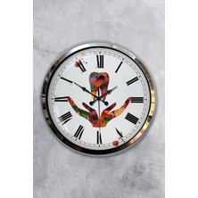 Kasva Concept Hediyelik 40 cm Krom Metal Diş Duvar Saati