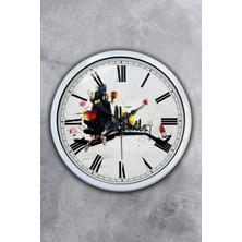 Kasva Concept Hediyelik 40 cm Beyaz Metal Basketbol Duvar Saati