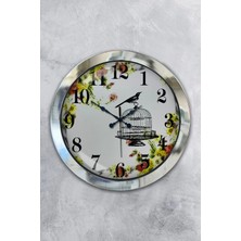 Kasva Concept Hediyelik 36 cm Krom Metal Kuş Duvar Saati