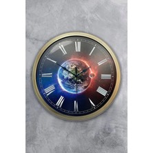 Kasva Concept Hediyelik 40 cm Eskitme Metal Dünya Duvar Saati