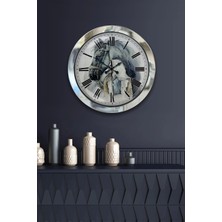 Kasva Concept Hediyelik 36 cm Krom Metal At Duvar Saati