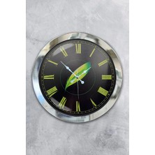 Kasva Concept Hediyelik 36 cm Krom Metal Yaprak Duvar Saati