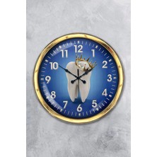 Kasva Concept 40 cm Gold Metal Diş Hekimi Duvar Saati