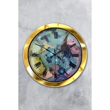 Kasva Concept Hediyelik 36 cm Gold Metal Mix Color Duvar Saati