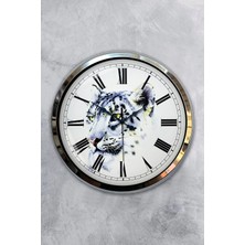 Kasva Concept Hediyelik 40 cm Krom Metal Kaplan Duvar Saati