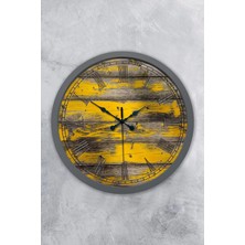 Kasva Concept 36 cm Antrasit Metal Doğal Ahşap Duvar Saati