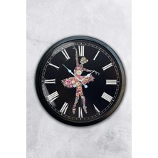 Kasva Concept Hediyelik 40 cm Siyah Metal Balerin Duvar Saati