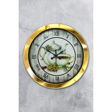 Kasva Concept 36 cm Gold Metal Çaydanlık Mutfak Duvar Saati