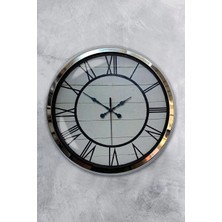 Kasva Concept Hediyelik Ofis Oda 40 cm Krom Metal Roma Rakamlı Duvar Saati