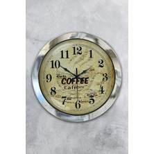 Kasva Concept Hediyelik 36 cm Krom Metal Kahve Duvar Saati