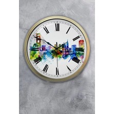 Kasva Concept Hediyelik 40 cm Eskitme Metal Istanbul Duvar Saati