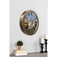 Kasva Concept 36 cm Eskitme Metal Horoz Duvar Saati