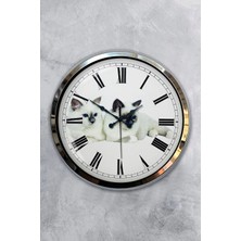 Kasva Concept Hediyelik 40 cm Krom Metal Kedi Duvar Saati