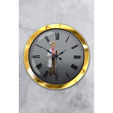 Kasva Concept Hediyelik 36 cm Gold Metal Laboratuvar Duvar Saati