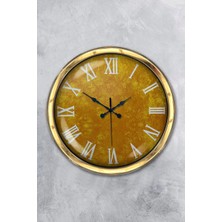 Kasva Concept Hediyelik 40 cm Gold Metal Yellow Duvar Saati