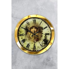 Kasva Concept Hediyelik 36 cm Gold Metal Bebek Duvar Saati