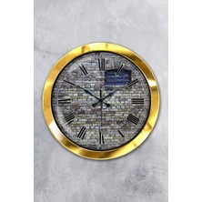 Kasva Concept Hediyelik 36 cm Gold Metal Taş Yapı Duvar Saati