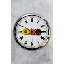 Kasva Concept Hediyelik 40 cm Krom Metal Mutfak Duvar Saati