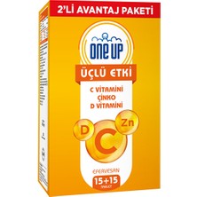 One Up Üçlü Etki C Vitamini + Çinko + D Vitamini 2 x 15 Efervesan Tablet