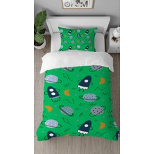 Greendecor Astronot Gezegen Uzay Desenli Tasarımlı Dijital Baskılı Özel Tasarım Çarşafsız Çocuk Nevresim Takımı