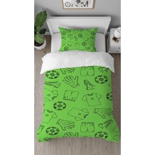 Greendecor Goal Futbol Top Kale Desenli Tasarımlı Dijital Baskılı Özel Tasarım Çarşafsız Çocuk  Nevresim Takımı