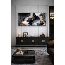 Olinpa Kırılmaz Cam Duvar Saati , Hem Tablo Hem Saat Siyah Mermer Görünümlü Tasarım Ev Ofis Hediyesi