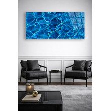 Olinpa Kırılmaz Cam Duvar Saati , Hem Tablo Hem Saat Renkli Canlı Deniz Havuz Tasarım Ev Ofis Hediyesi