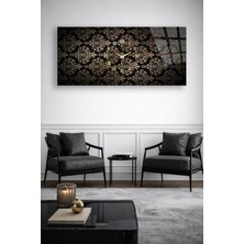 Olinpa Kırılmaz Cam Duvar Saati , Hem Tablo Hem Saat Siyah Gold Motif Tasarım Ev Ofis Hediyesi