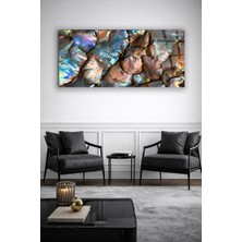 Olinpa Kırılmaz Cam Duvar Saati , Hem Tablo Hem Saat Renkli Deniz Taş Tasarım Ev Ofis Hediyesi