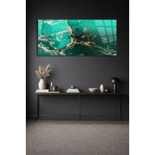 Olinpa Kırılmaz Cam Duvar Saati , Hem Tablo Hem Saat Renkli Mavi-Yeşil Tasarım Ev Ofis Hediyesi