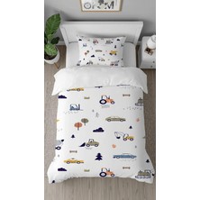 Greendecor Araba Kepçe Desenli Tasarımlı Dijital Baskılı Özel Tasarım Çarşafsız Çocuk Şık Nevresim Takımı