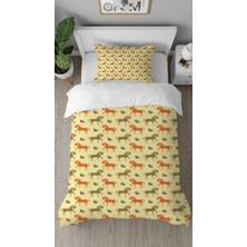 Greendecor At Desenli Dijital Baskılı Tasarım Özel Tasarım Çarşafsız Şık Çocuk Nevresim Takımı