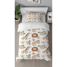 Greendecor Aslan Koala Zürafa Desenli Dijital Baskılı Tasarım Özel Tasarım Çarşafsız Şık Çocuk Nevresim Takımı