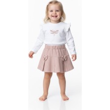 Kız Çocuk Kelebek Desenli Alt Üst Bayramlık Takım