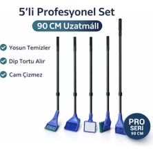 Hayke Profesyonel 5’li Akvaryum Temizlik Seti | 60-90 cm Uzatmalı Cam Yosun Kazıyıcı & Dip Çekim Aparatı | Güçlü Tank Bakım Seti