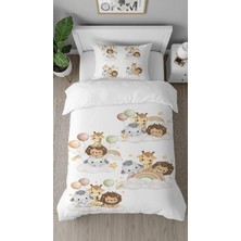 Greendecor Ayıcık Fil Zürafa Desenli Tasarımlı Dijital Baskılı Özel Tasarım Çarşafsız Şık Çocuk Nevresim Takımı