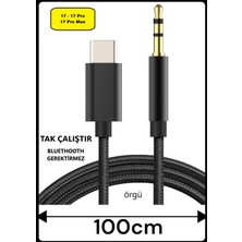 Teknoparkta Iphone Uyumlu 17 17 Pro 17 Pro Max Aux Kablo Type C Örgü Hasır Dac Çipli Kablo Tak Çalıştır