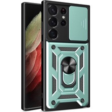 Eco Port Samsung Galaxy S23 Ultra Kılıf Pars Lens Yüzüklü Silikon - Yeşil