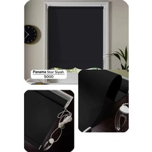 YS Perde Tasarım Panama Mat Keten Ekstra Kalın Lüx Güneşlik Stor Perde, Alüminyum Kasalı Yüksek Kaliteli - Siyah PNM/SYHW5120