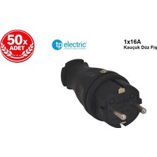 Kondel Aydınlatma Tp Electric 16A Kauçuk Düz Erkek Fiş 25’li Paket – Darbelere Dayanıklı Priz Fişi
